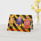 Speelgoed Robot Custom Birthday Kaart (Gele Bloem)