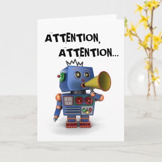 Speelgoed robot gelukkige verjaardagskaart kaart (Gele Bloem)