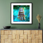 speelgoed robot in blauw melkwegstelsel schattige poster