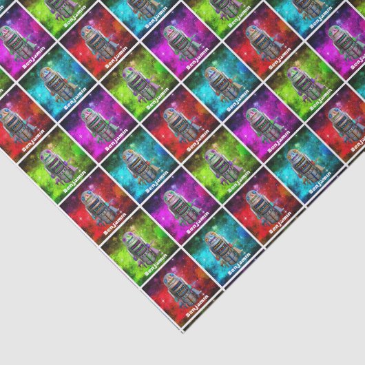 Speelgoed Robot Multicolour Galaxy Retro Cool Cust Tissuepapier (Detail)