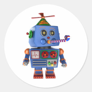 Speelgoed robot ronde sticker