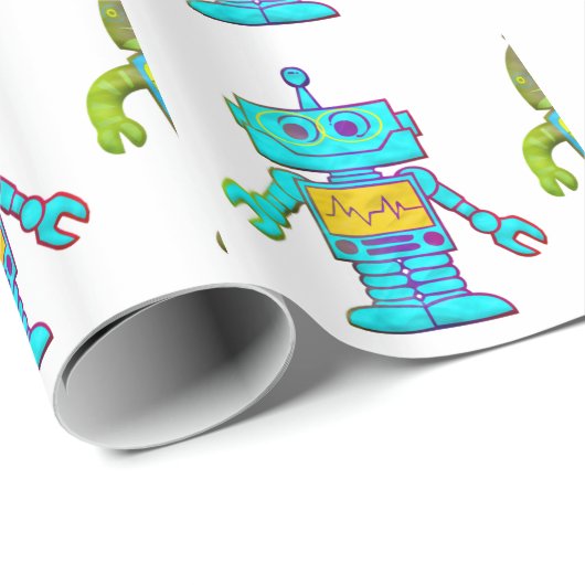 Speelgoed robots cadeaupapier (Rol Hoek)