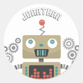 Speelgoed robots ronde sticker