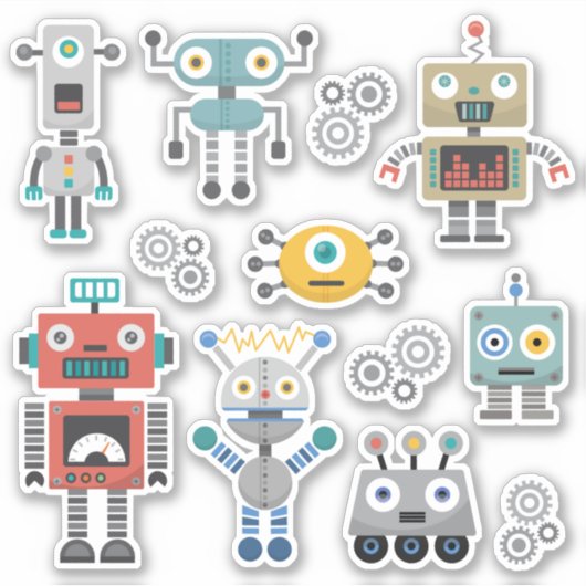 Speelgoed robots Vinyl Sticker (Voorkant)