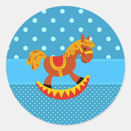 Speelgoed Rocking Horse Red en Gold Ronde Sticker (Voorkant)