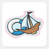 Speelgoed Schip Vierkante Sticker (Voorkant)