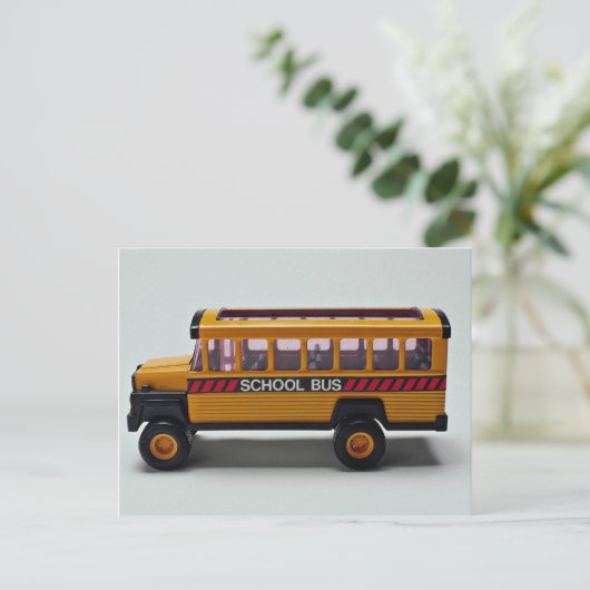 Speelgoed schoolbus voor kinderen briefkaart (Staand voorkant)