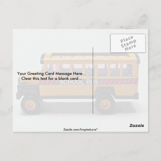 Speelgoed schoolbus voor kinderen briefkaart (Achterkant)