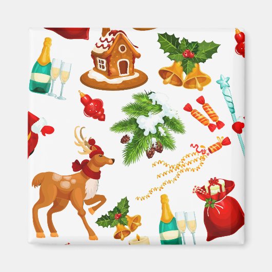 Speelgoed | Snop van het pretpatroon Merry kerst Magneet (Voorkant)