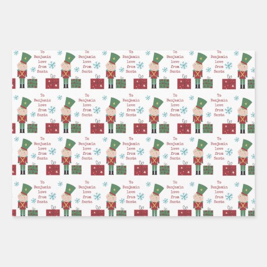 Speelgoed Soldier Child Name Love Santa Kerstkerst Inpakpapier Vel (Voorkant)