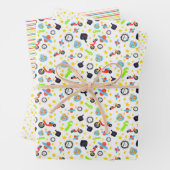 Speelgoed, sterren en strepen inpakpapier vel (In situ)