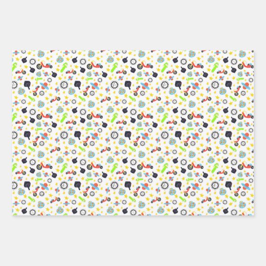 Speelgoed, sterren en strepen inpakpapier vel (Voorkant)