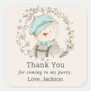  Speelgoed Teddy Bear Boy's Verjaardagsgunst Vierkante Sticker