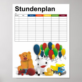 Speelgoed/tijdschema voor kinderen poster