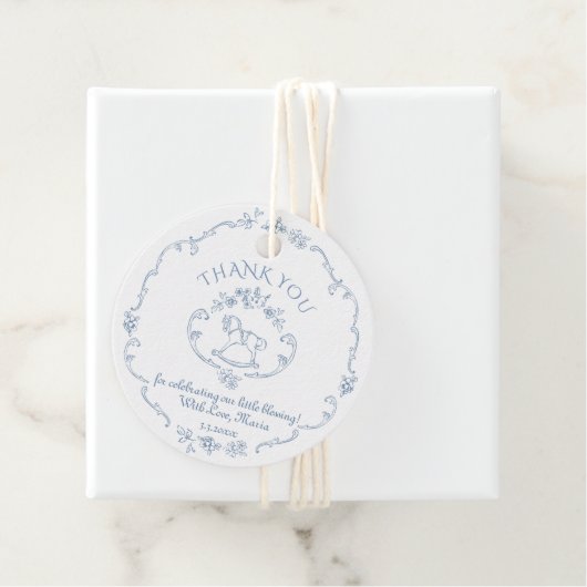 speelgoed Toile de jouy baby shower Dank u Bedankjes Labels (In situ)