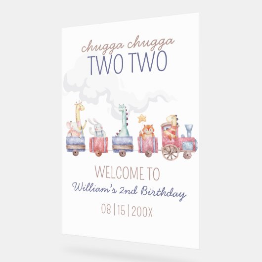 Speelgoed Train All Aboard Verjaardag Uitnodigen,  Acryl Bord (Hoek)