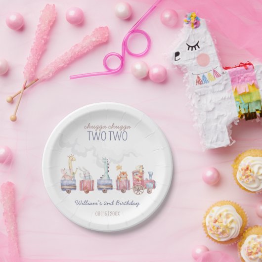 Speelgoed Train All Aboard Verjaardag Uitnodigen, Papieren Bordje (Feest)