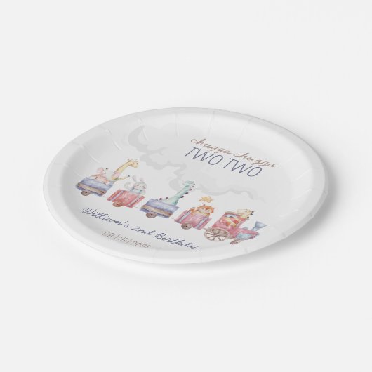 Speelgoed Train All Aboard Verjaardag Uitnodigen,  Papieren Bordje (Gekanteld)