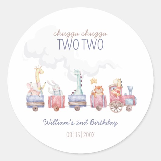 Speelgoed Train All Aboard Verjaardag Uitnodigen, Ronde Sticker (Voorkant)
