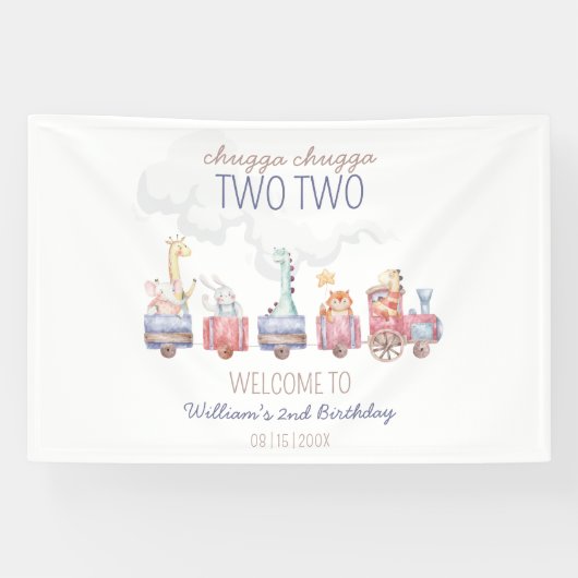 Speelgoed Train All Aboard Verjaardag Uitnodigen,  Spandoek (Horizontaal)