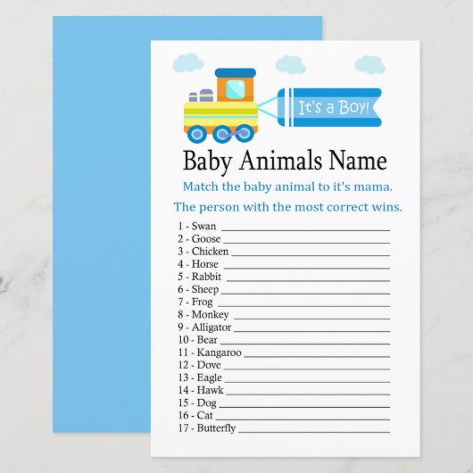 Speelgoed Train Baby Animals Name Game (Voorkant / Achterkant)