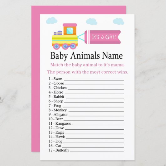 Speelgoed Train Baby Animals Name Game (Voorkant / Achterkant)