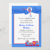 Speelgoed Train Baby Boy Couple's Douche Uitnodigi Kaart (Voorkant / Achterkant)