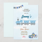 Speelgoed Train Baby shower Kaart (Voorkant / Achterkant)
