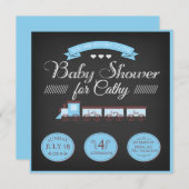 Speelgoed Train Baby shower Uitnodigen Kaart (Voorkant / Achterkant)