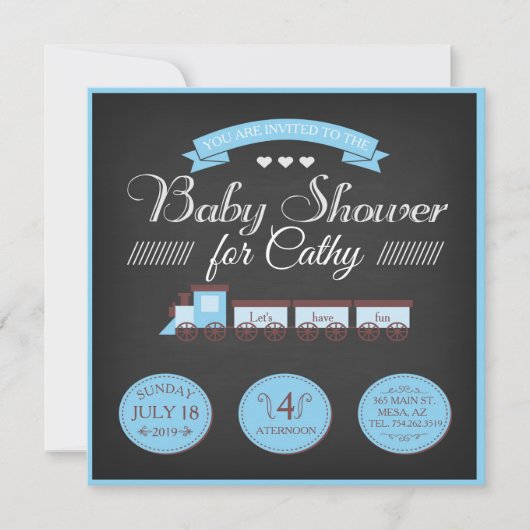 Speelgoed Train Baby shower Uitnodigen Kaart (Voorkant)