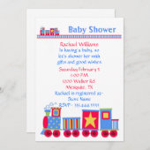 Speelgoed Train Baby shower uitnodiging (Voorkant / Achterkant)