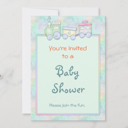 Speelgoed Train Baby shower uitnodiging (Voorkant)