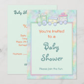 Speelgoed Train Baby shower uitnodiging (Voorkant / Achterkant)