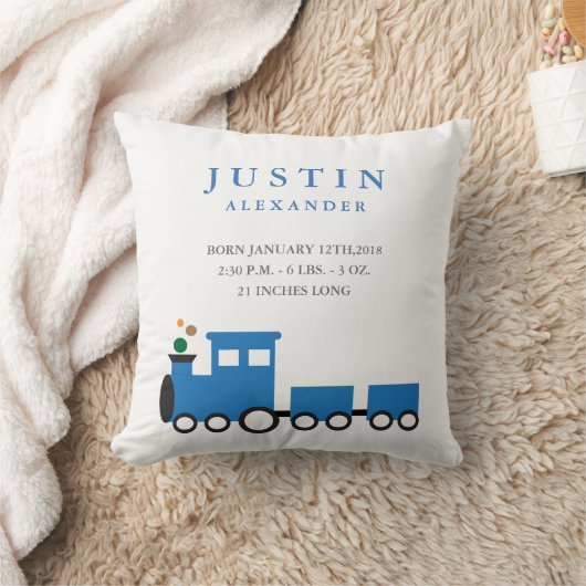 Speelgoed Train Birth Announcement Pillow Kussen (Deken)