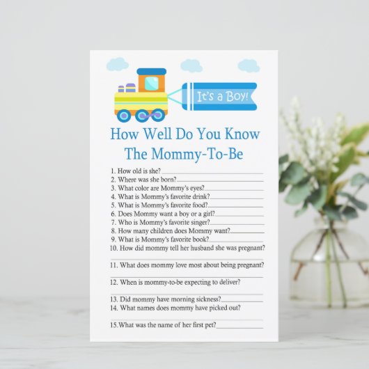 Speelgoed Train Hoe goed ken je het baby shower sp (Staand voorkant)