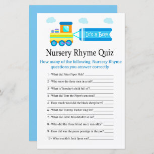 Speelgoed Train Nursery Rhyme Quiz baby shower gam