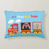 Speelgoed Train Peuter Jongen Verjaardag Blauw Accent Kussen (Voorkant)