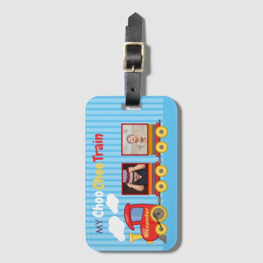 Speelgoed Train Peuter Jongen Verjaardag Blauw Bagagelabel (Voorkant (verticaal))