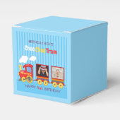 Speelgoed Train Peuter Jongen Verjaardag Blauw Bedankdoosjes (Voorkant Zijde)