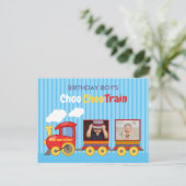 Speelgoed Train Peuter Jongen Verjaardag Blauw Briefkaart (Staand voorkant)