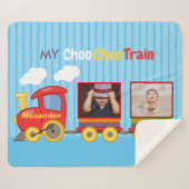 Speelgoed Train Peuter Jongen Verjaardag Blauw Sherpa Deken (Voorkant (horizontaal))