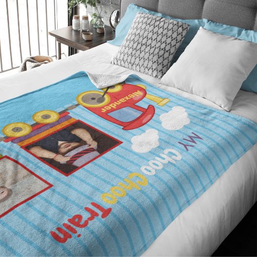 Speelgoed Train Peuter Jongen Verjaardag Blauw Sherpa Deken