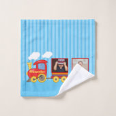 Speelgoed Train Peuter Jongens Verjaardag Blauw Bad Handdoek (Wasdoekje)