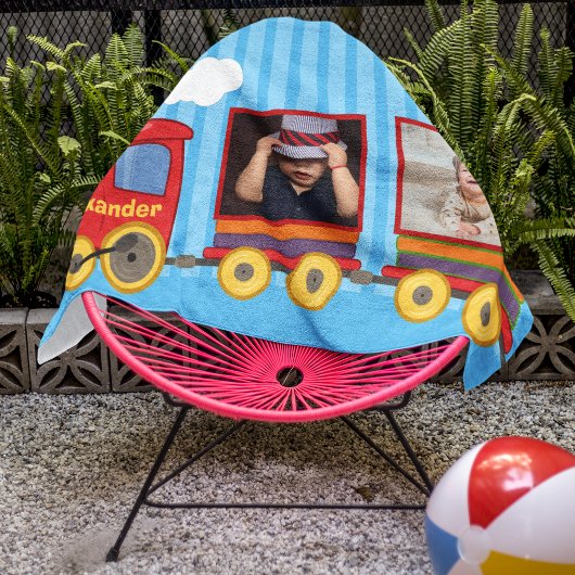 Speelgoed Train Peuter Jongens Verjaardag Blauw Bad Handdoek