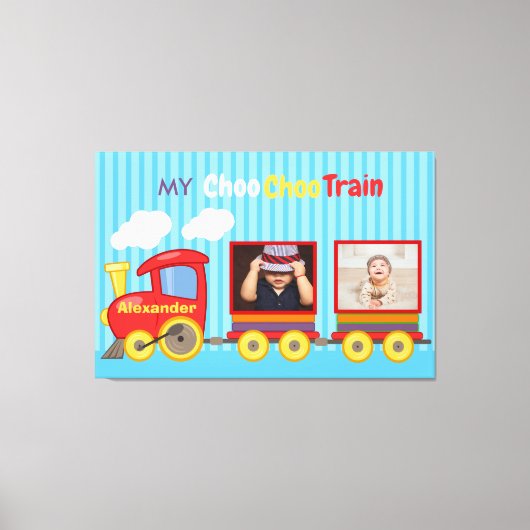 Speelgoed Train Peuter Jongens Verjaardag Blauw Canvas Afdruk (Voorkant)