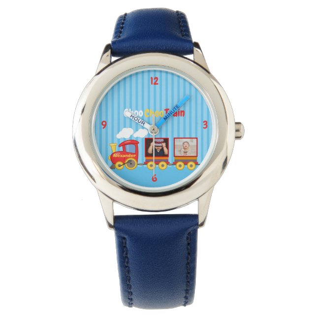Speelgoed Train Peuter Jongens Verjaardag Blauw Horloge (Voorkant)