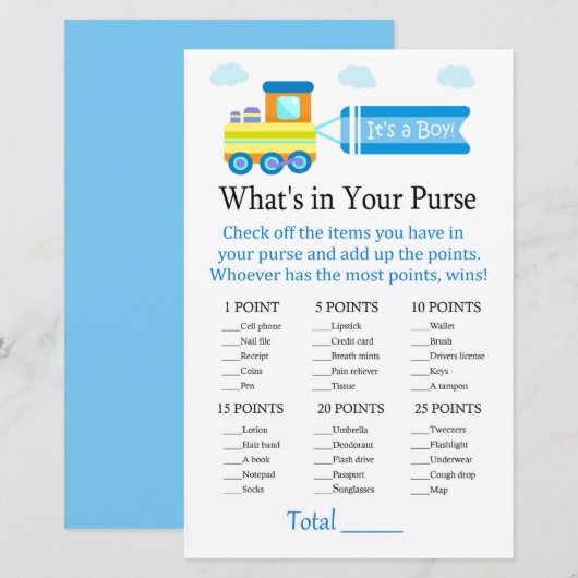 Speelgoed Train Wat zit er in je handtas? (Voorkant / Achterkant)