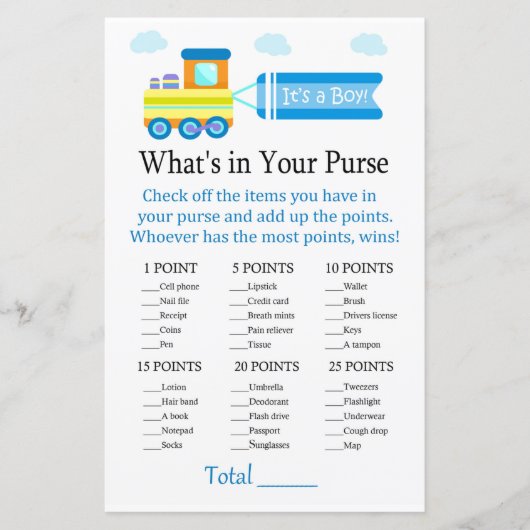 Speelgoed Train Wat zit er in je handtas? (Voorkant)