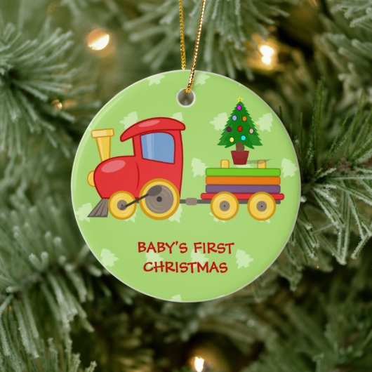 Speelgoed Trein, Baby's Eerste Kerstmis Keramisch Ornament (Boom)