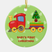 Speelgoed Trein, Baby's Eerste Kerstmis Keramisch Ornament (Voorkant)